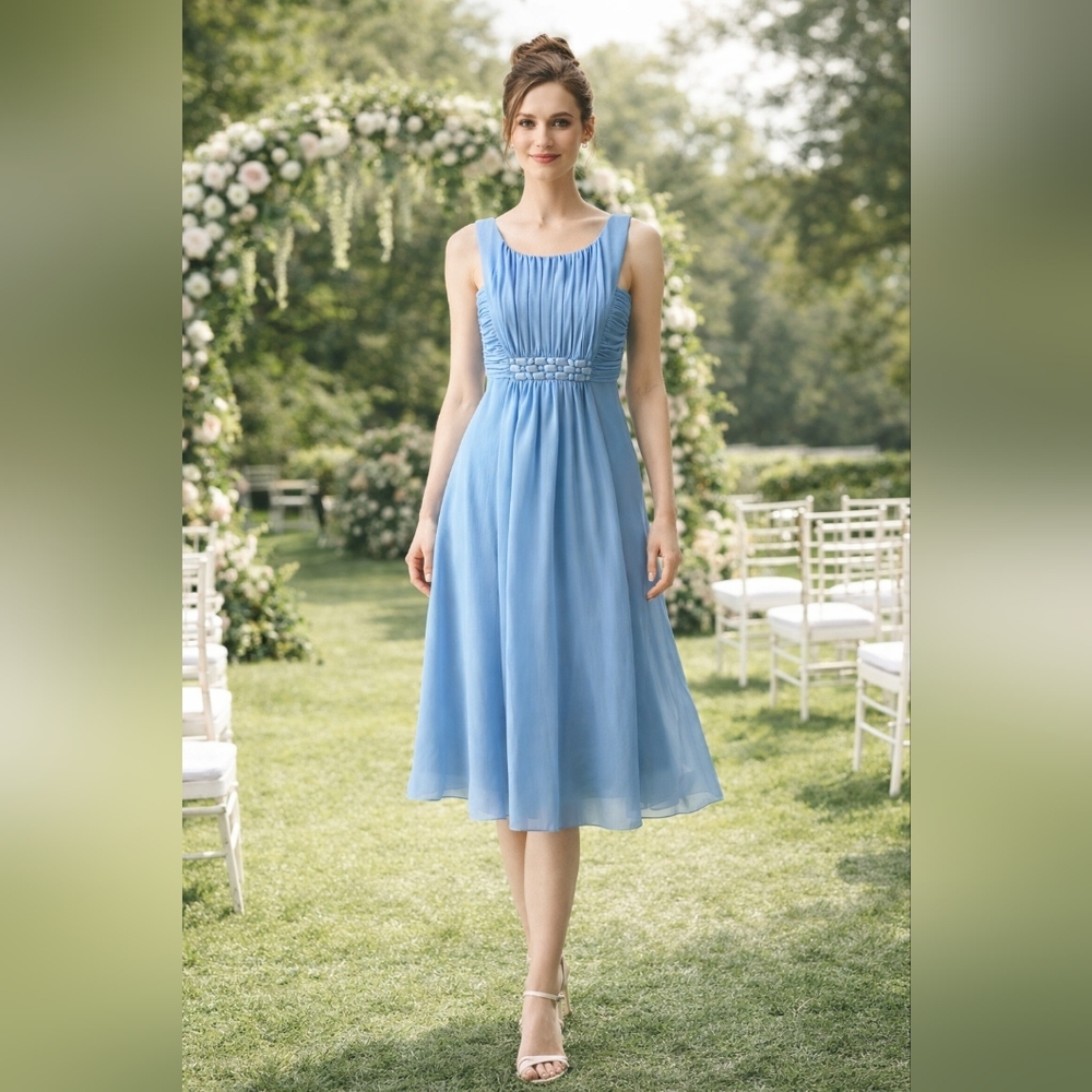 David's Bridal Bridesmaid‎ Women's Dress Sz 6 Evening Formal Blue Bling …